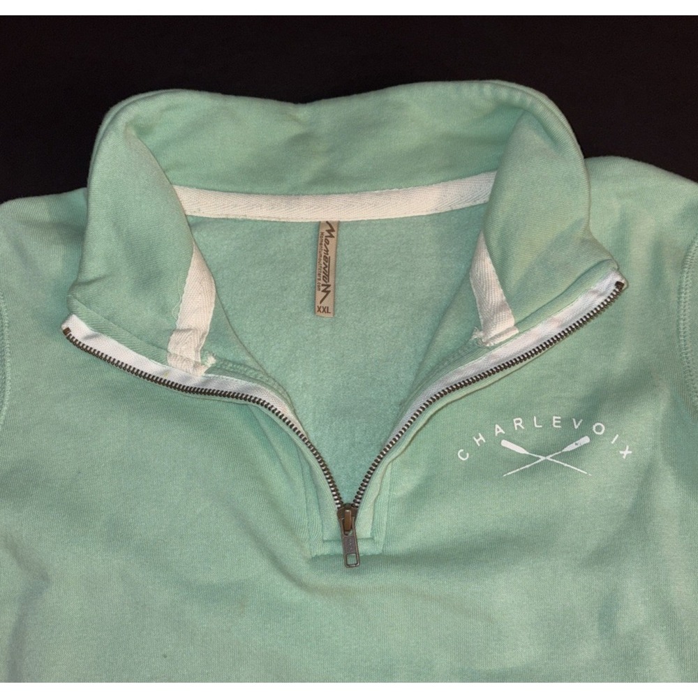 Charlevoix Michigan Men's XXL Green 1/2 Zip Pullover Long Sleeve Shirt - Picture 2 of 4